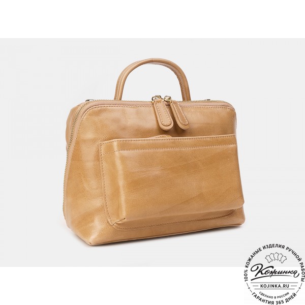 Женская кожаная сумка "Крис" (бежевая). фото 1